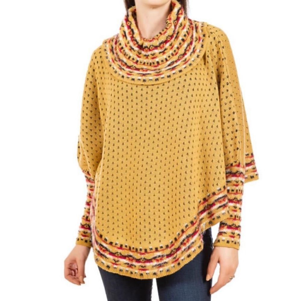 NEW Boho Fleece Wide Collar Poncho in One Size